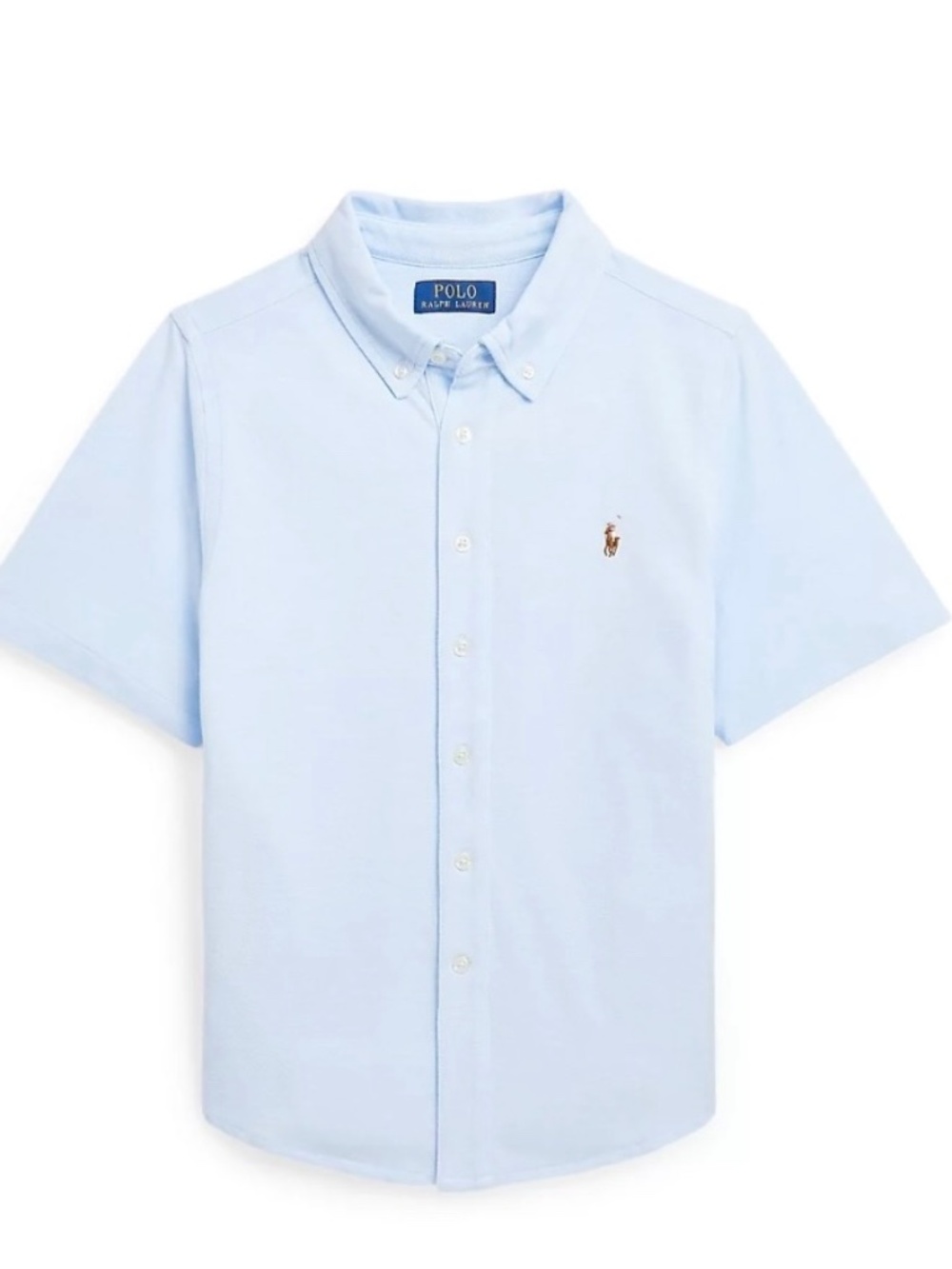 NEW BOYS POLO RALPH LAUREN SHORT SLEEVE OXFORD BUTTON DOWN SHIRT BLUE SIZE 6